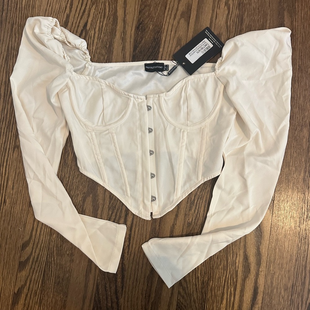 PrettyLittleThing Cream Puff Sleeve Corset